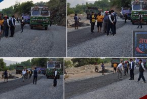 धादिङ,त्रिपुरासुन्दरी : पालिकाको निगरानीमा टारिबेसी-माझगाउँ सडकको कालोपत्रे